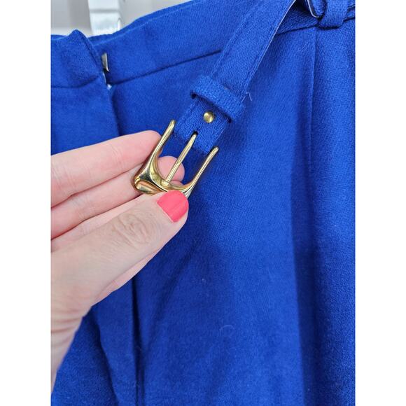 Country Suburbans Womens Sz 18 Belted 100% Wool Dress Pants Bright Blue Vtg - Picture 3 of 7